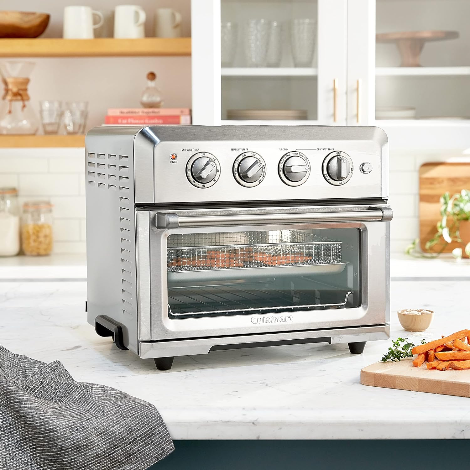 Cuisinart Convection Toaster Oven Airfryer Combo, 6-in-1 1800 Watts, XL Capacity Convection Oven with 60-Minute Timer/Auto-Off for Toast, Bake or Broil, Stainless Steel, CTOA-122