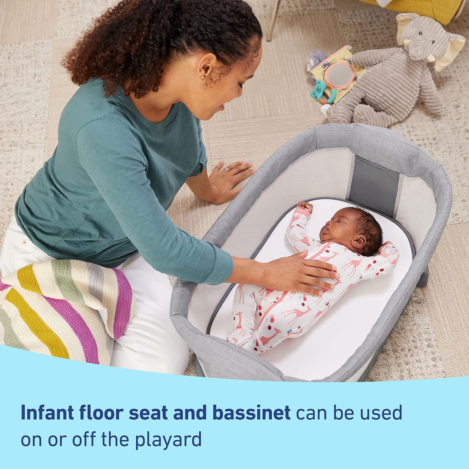 Graco® Pack 'n Play Sit 'N Grow Playard, Portable Infant Bassinet, Adjustable Seat, Built‑In Storage
