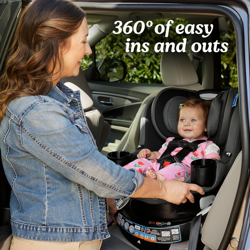Graco EasyTurn 360 2-in-1 Rotating Convertible Car Seat, 360 Degree Rotating Infant to Toddler Rotating Car Seat, 2 Modes Rear and Forward Facing, Slim Design, Cyran