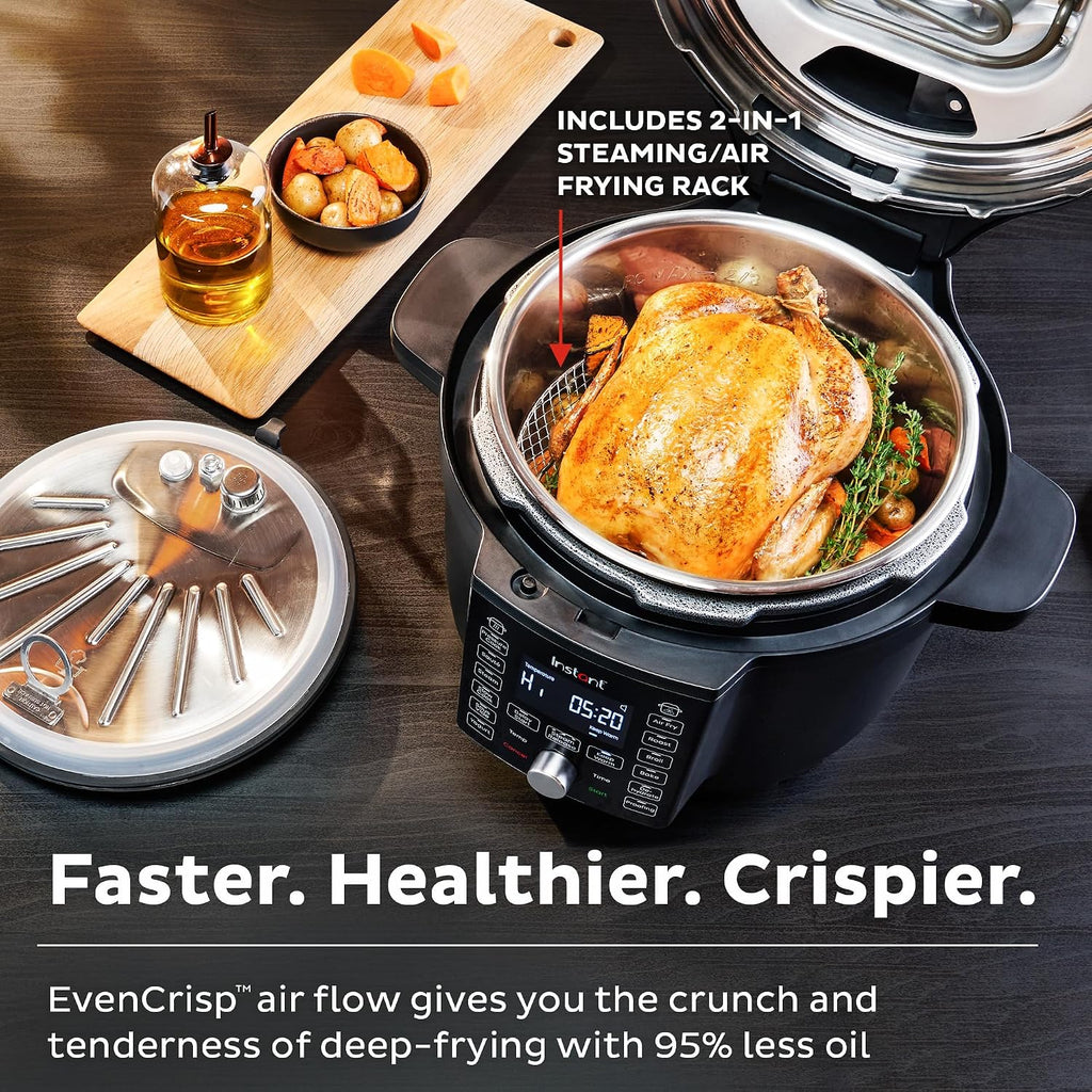Instant Pot Duo Crisp Ultimate Lid,13-in-1 Air Fryer&Pressure Cooker Combo, Sauté, Slow Cook, Bake, Steam, Warm, Roast, Dehydrate, Sous Vide&Proof, App With Over 800 Recipes,1500 watts,6.5 Quart,Black