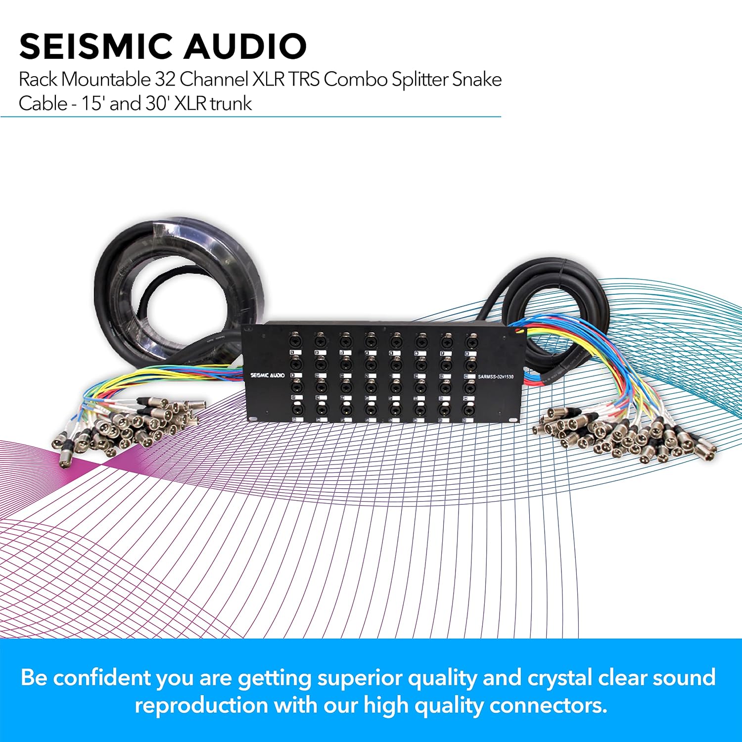 Seismic Audio - SARMSS-32x1530 - 32 Channel XLR TRS Combo Splitter Snake Cable - 15' and 30' XLR trunks