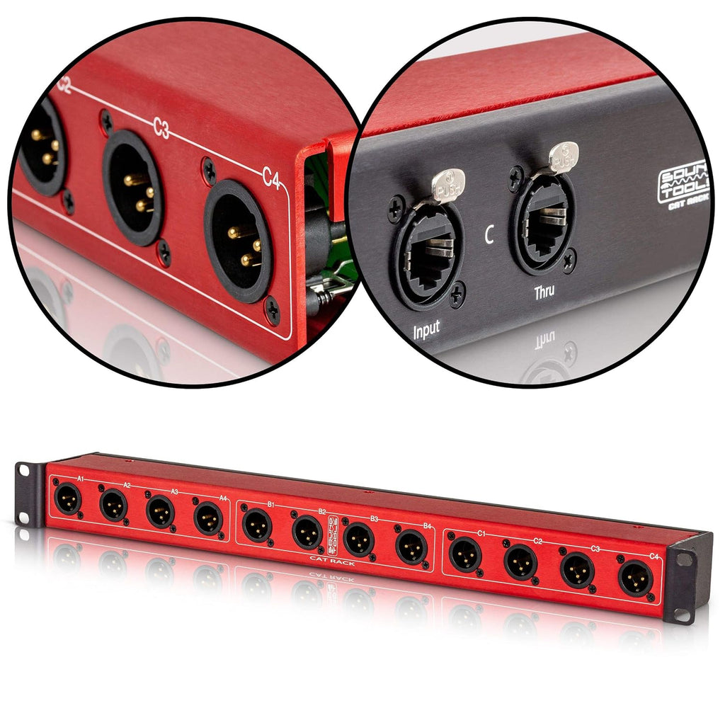 Sound Tools CAT Rack Male XLR Stage Box – 12-Channel Analog Audio Over Shielded CAT Cable – EtherCON & XLR Connectors – Modular Rackmount Splitter for Studio, Live Sound & Broadcast Use