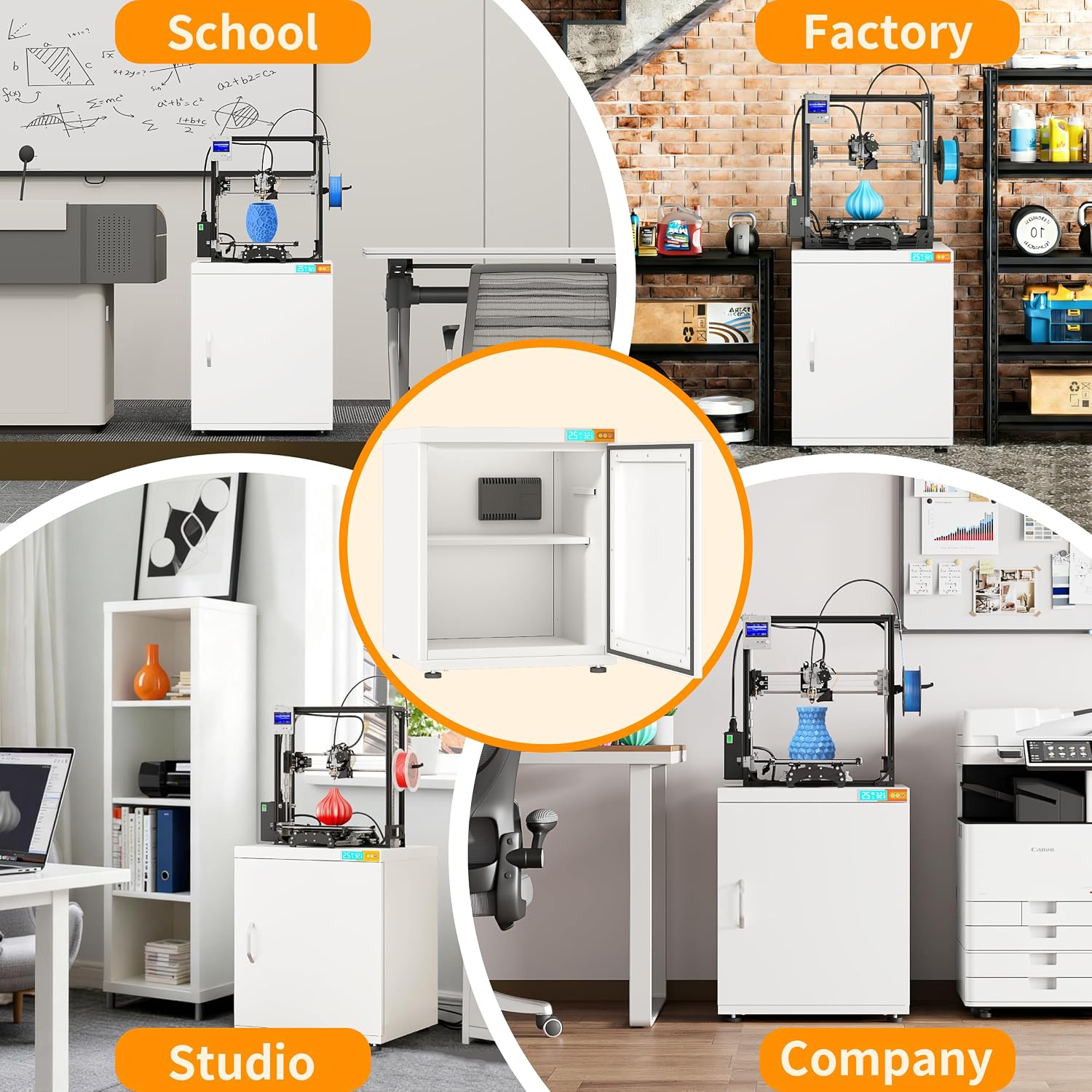 3D Printer Stand Filament Storage,25% RH Control Filament Dehumidification Cabinet 3D Printing Sealing and Protection for PLA/ABS/TPU/Nylon (White 180L)