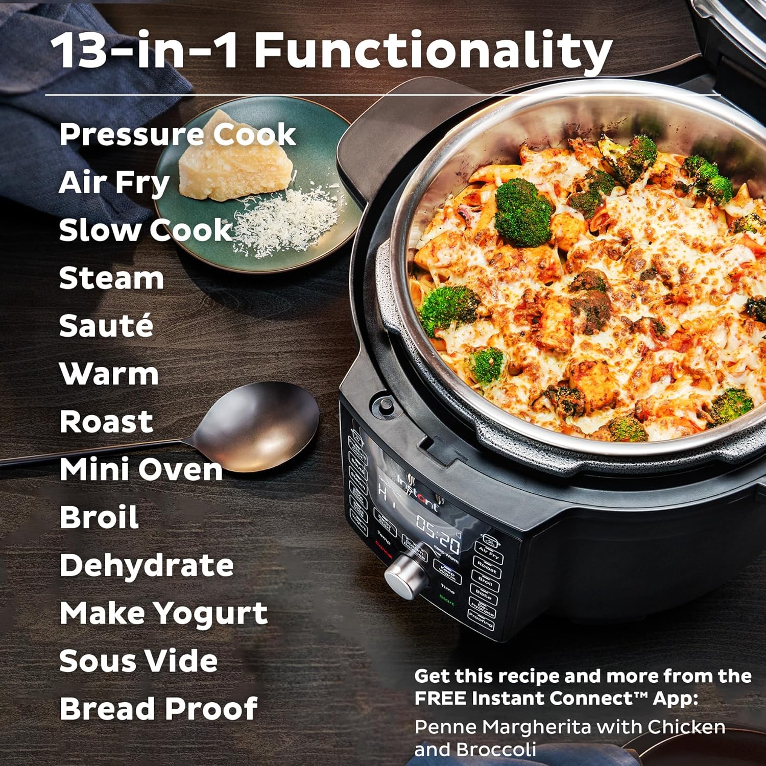 Instant Pot Duo Crisp Ultimate Lid,13-in-1 Air Fryer&Pressure Cooker Combo, Sauté, Slow Cook, Bake, Steam, Warm, Roast, Dehydrate, Sous Vide&Proof, App With Over 800 Recipes,1500 watts,6.5 Quart,Black
