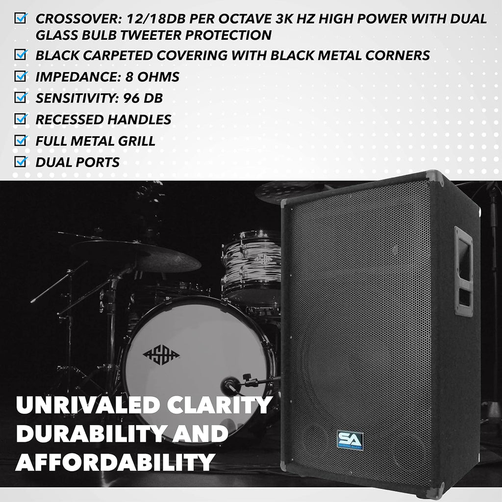 Seismic Audio - 15 Inch PA DJ Speaker 350 Watts PRO Audio - Mains, Monitors, Bands, Karaoke, Churches, Weddings