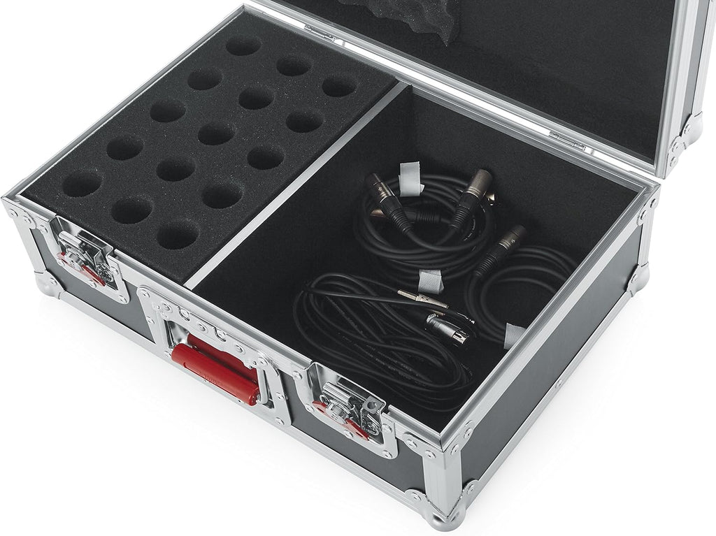 Gator Cases G-TOUR Series Road Case with Foam Drops for (15) Wired Microphones & Accessory Storage (G-TOUR M15)