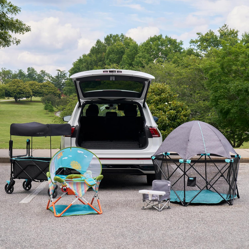 Ingenuity Ingenuity Pop 'N Ride Lightweight Stroller Wagon - Face-to-Face Seats for 2 with 3-Point Harnesses & Sun Canopy