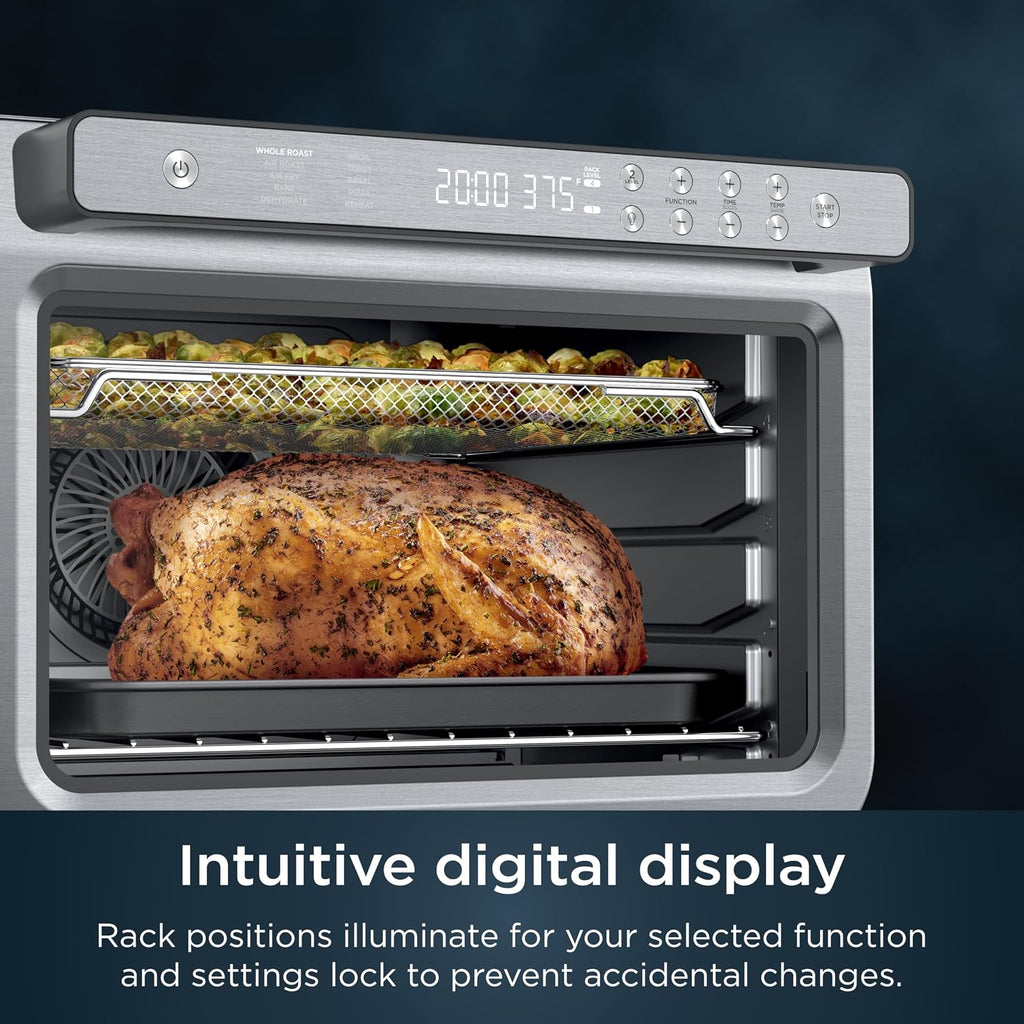 Ninja Air Fryer & Toaster Oven Combo | 10-in-1 Prestige Smart XL Countertop Oven | Bake up to 20 Cookies, Fit up to a 12lb Turkey | Pizza, Toast, Bake, Dehydrate | 1800 Watt | Stainless Steel | DT501