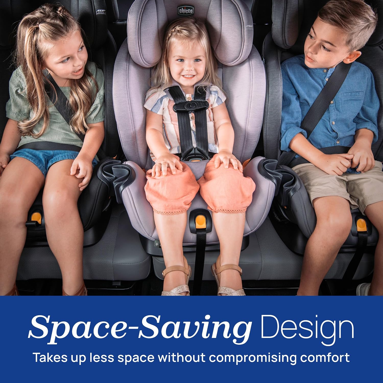 Chicco OneFit Max ClearTex All-in-One Car Seat with LeverLock Installation, Slim Design, Convertible Car Seat, Seat for Infants and Children 5-100 lbs, Energy/Black