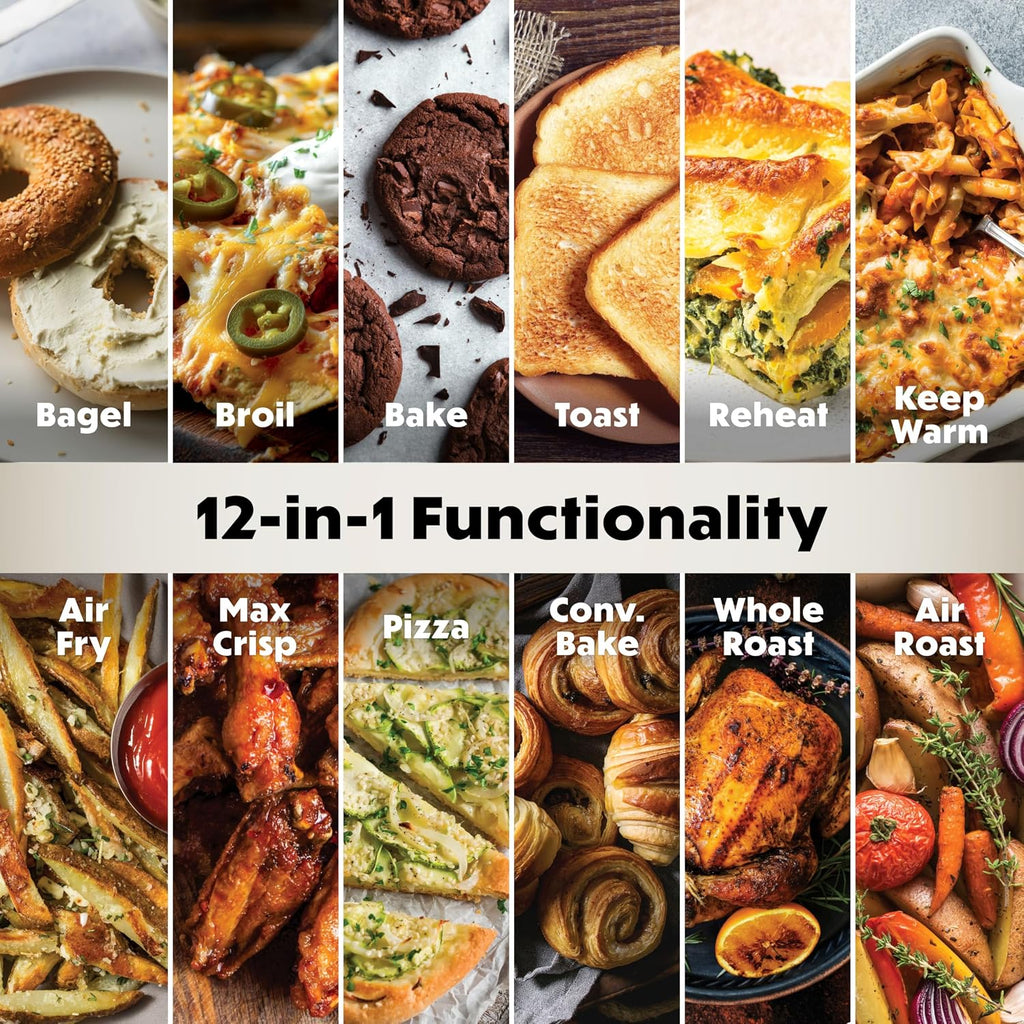Ninja Double Oven Pro Smart XL Countertop Oven & Air Fryer | 30.2 Qt Capacity |12-in-1 Versatility with Smart Finish & DualZone Tech to Cook 2 Meals at Once | Fit up to 4.5lb Chicken | Silver | DCT821