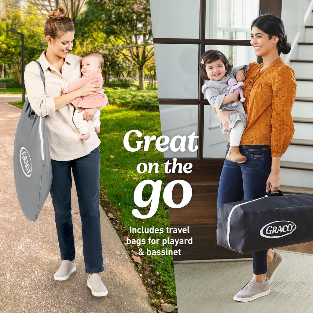 Graco® Pack 'n Play Travel Dome LX Playard – Raised Portable Bassinet, UV‑50 Canopy, Changer & Storage, Annie