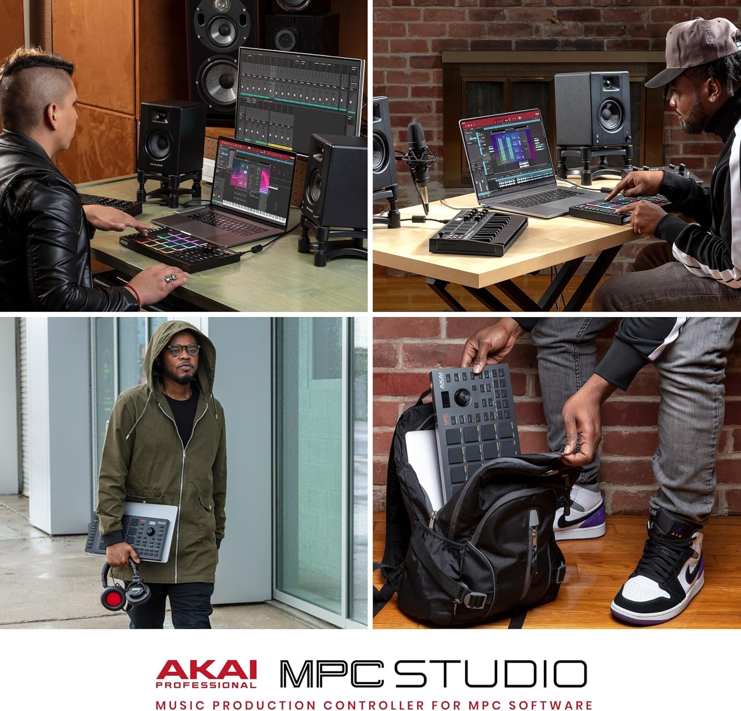 Akai Professional MPC Studio MIDI Controller Beat Maker with 16 Velocity Sensitive RGB Pads, MPC Software, Assignable Touch Strip and LCD Display