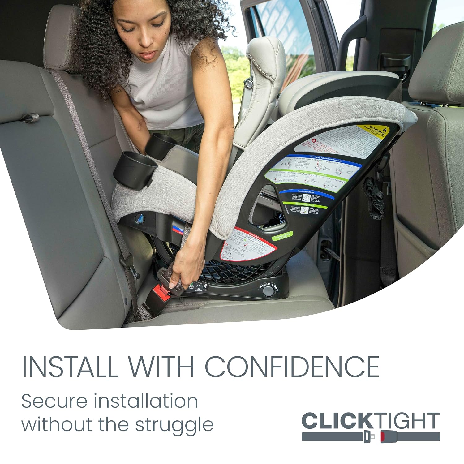 Britax One4Life Slim All-in-One Car Seat, 10 Years of Use, 17.5' SpaceSaver Design, Converts from Rear-Facing Infant Car Seat to Forward-Facing Booster Seat, ClickTight Installation, Mineral Gray