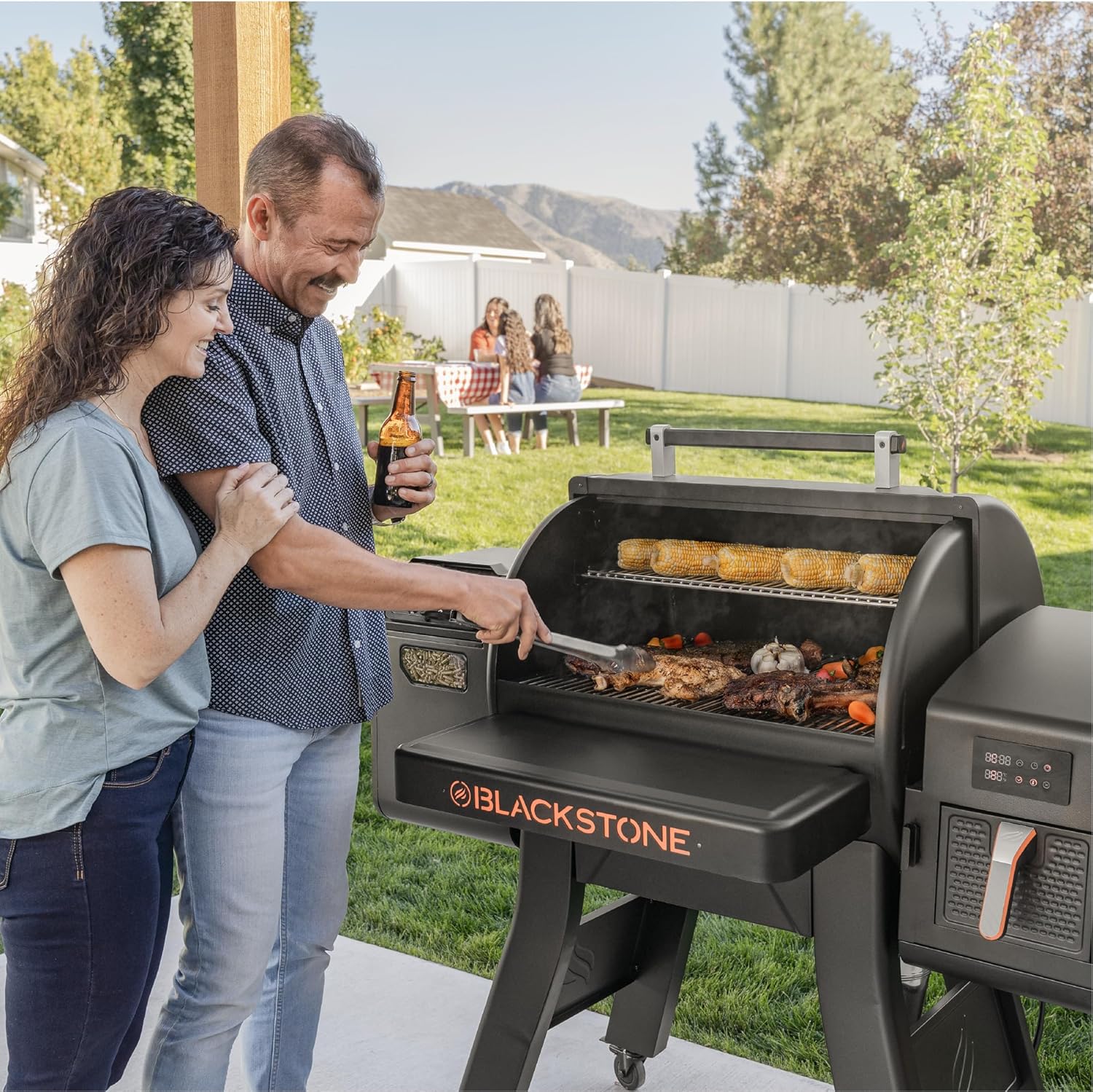 Blackstone 2258 Pellet Grill/Air Fryer Combo Unit, Powder Coated Steel, Black
