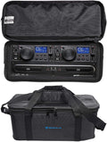 Gemini CDX-2250i Pro DJ Dual Two Deck Rack Mount CD/MP3 Media Player w/ USB Bundle with Rockville RRB40 4U Rack Bag Double-Sided Case with 12' Depth with Shoulder Strap