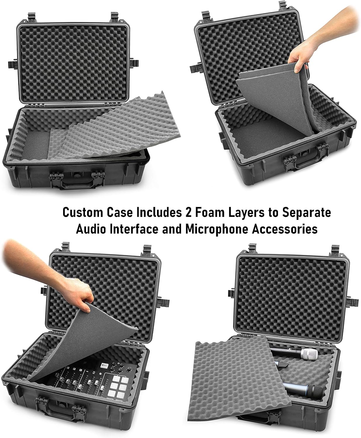 CASEMATIX Waterproof Audio Mixer Case Compatible with Behringer Xenyx X1222USB X1622USB X1204USB Channel Interface Fits 17.0' x 12.1' x 5.0' Mixing Board and Accessories