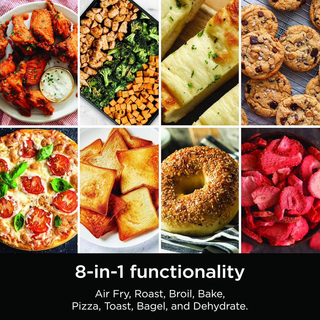 Ninja Air Fryer Toaster Oven Combo | 8-in-1 Functionality | Flip Up & Away for Storage Space | Air Fry Basket, Sheet Pan, Wire Rack & Removable Crumb Tray |1800 Watt | Stainless Steel | SP151