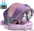 Mambobaby Float Add Tail Baby Swim Float with Canopy Solid Pool Infant Swim Trainer Swimming Training Lying Air Free Water Floats Non-Inflatable Waist Swim Ring for Toddlers (Shell - Purple)