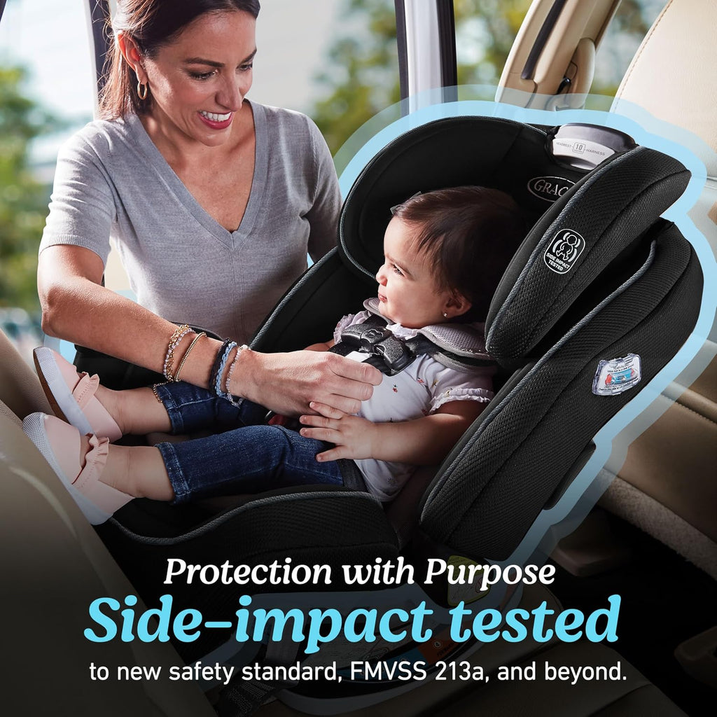 Graco Grows4Me 4-in-1 Convertible Car Seat, 10 Years of Use - Infant Car Seat to Toddler, 4 Stages of Use - Rear Facing, Forward Facing, High Back Booster, Backless Booster Seat, West Point Design