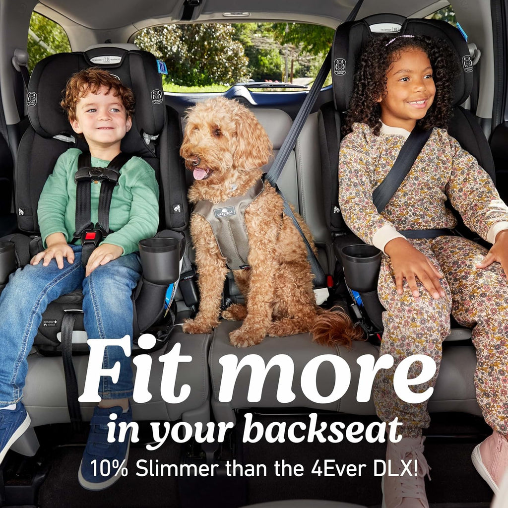 Graco® 4Ever DLX Slim 4-in-1 Infant to Toddler Car Seat, Rear Facing, Forward Facing, to High Back Booster & Backless Booster, Slim Car Seat Saves Space & Grows with Child, Thompson