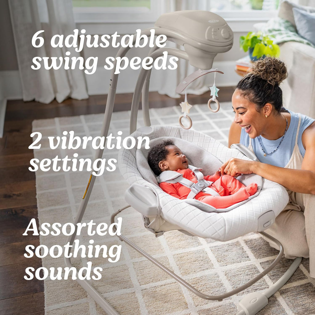 Graco DuetConnect LX Baby Swing and Bouncer - 2-in-1 Infant Swing and Baby Rocker, Newborn Essential, Gifts for New Parents