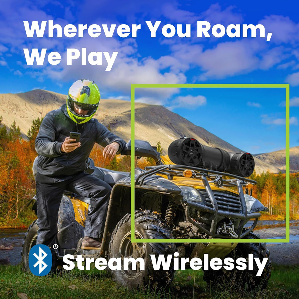 BOSS Audio Systems ATV6.5B ATV UTV Weatherproof Sound System - 6.5 Inch Speakers, 1.5 Inch Tweeters, Built-in Amplifier, Bluetooth, Easy Installation for 12V Vehicles