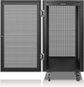 Sound Town 21U Universal Steel Rack, w/Mesh Doors, Locking Casters, Vented Side Panels for Audio Video, Server and Network Equipment (STRK-M21UWD)