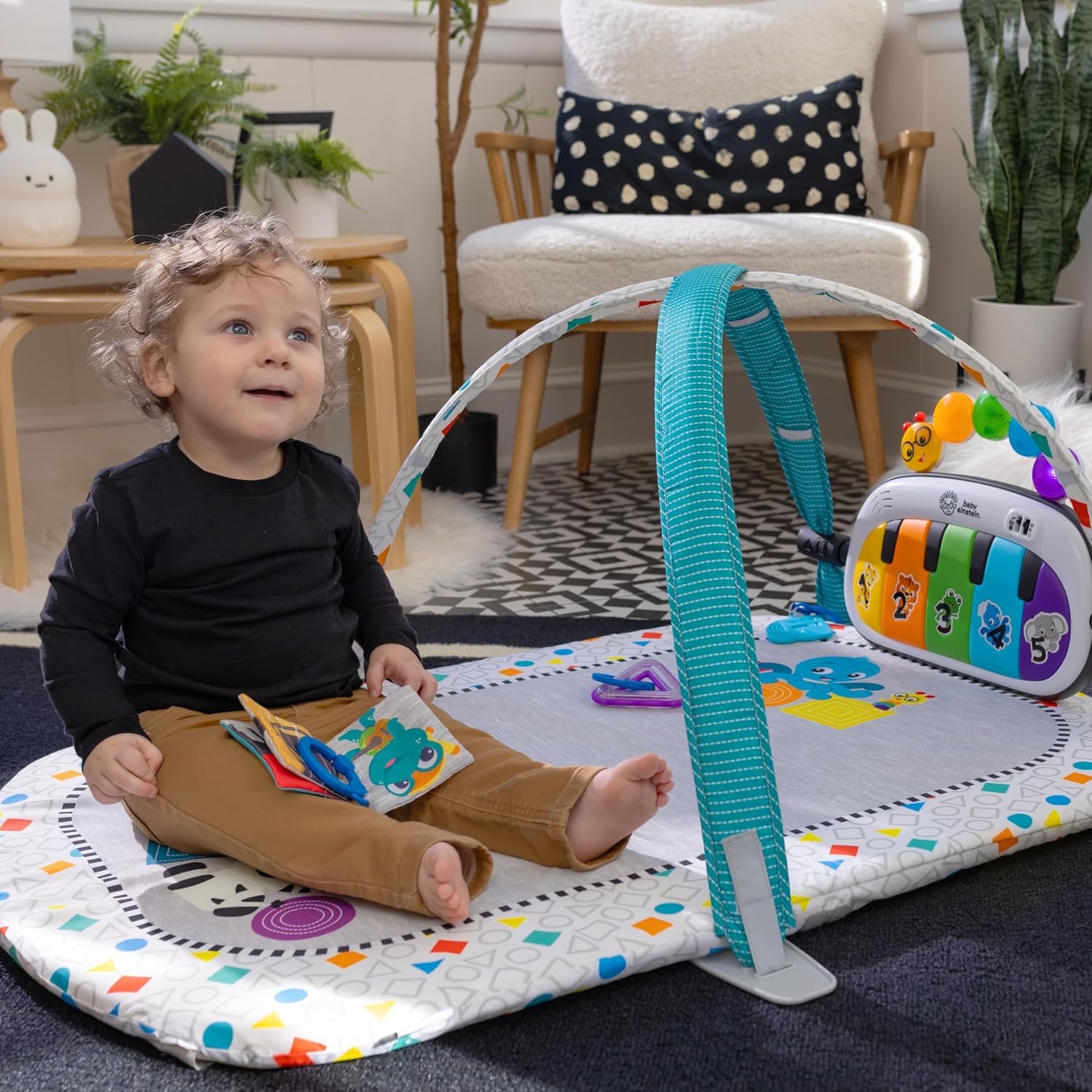 Baby Einstein Kick & Snooze 3-in-1 Foldable Playard, Bassinet and Musical Play Gym, Includes Fitted Sheet, 3-Step Easy Fold, Piano Toy with 25+ Minutes of Music, Grows with Baby, Ages 0 Months and Up