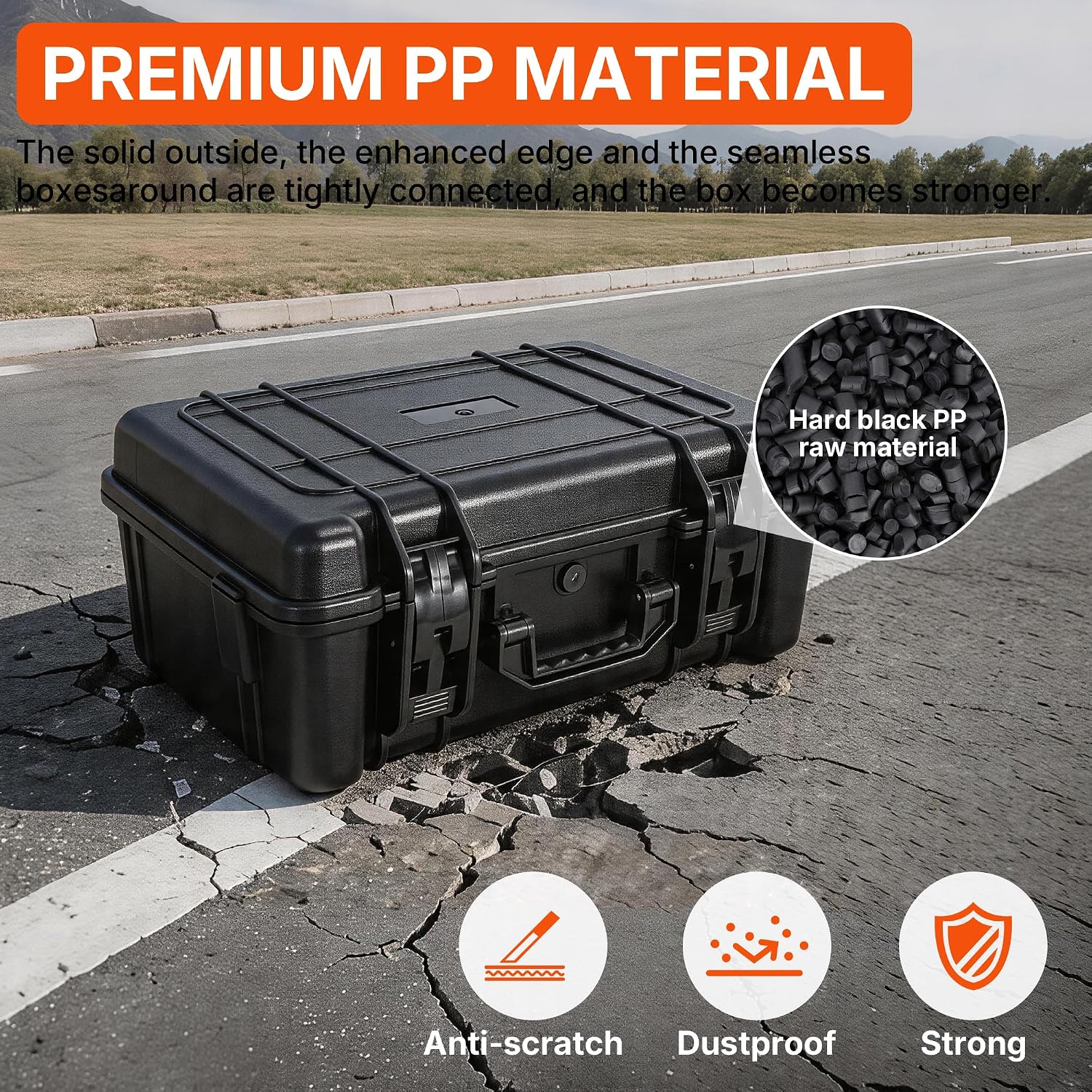 Hard Carrying Case,Shockproof Storage Box with Customizable Foam,Portable Protective Tool Box for Microphone,Recorder,Electronics,Tools,Cameras,Equipment and More, 21.5' x 17.3' x 6'