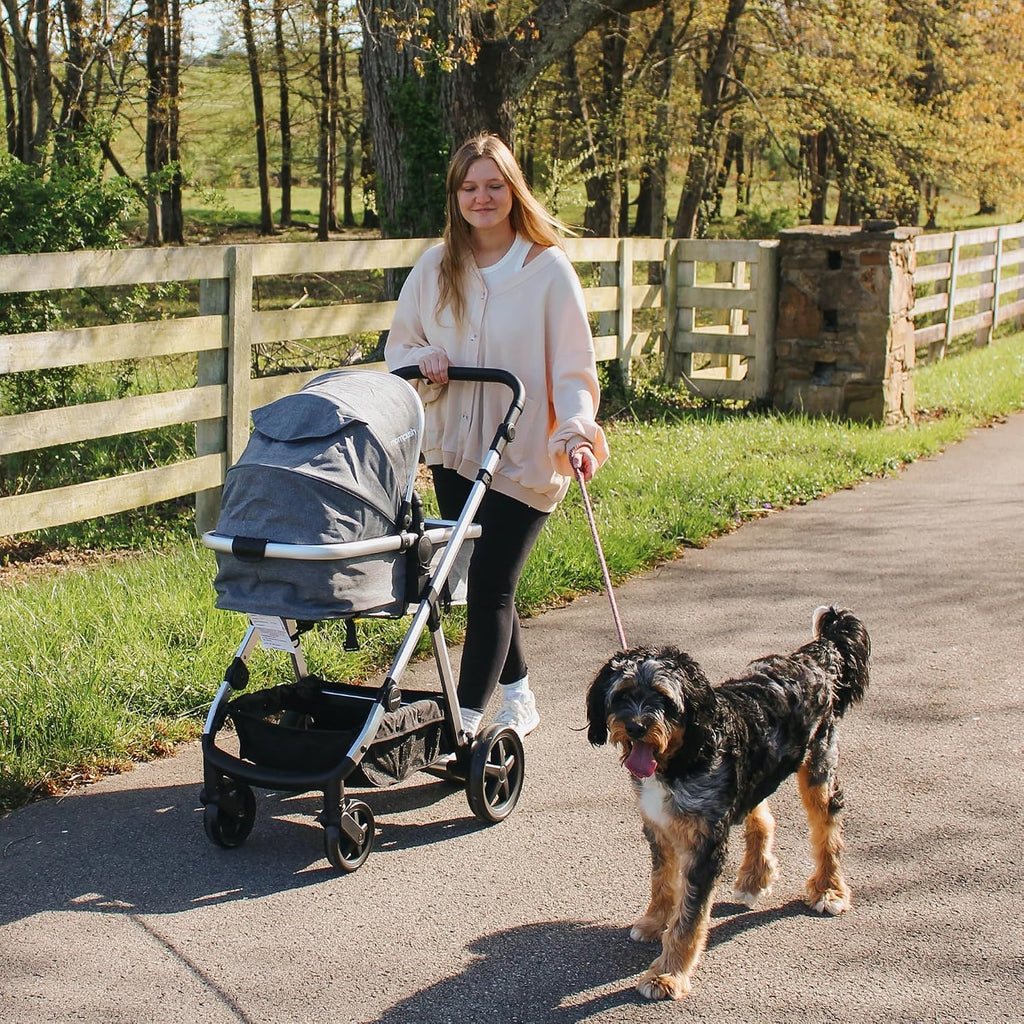 Mompush Meteor2 Baby Stroller 2-in-1 with Newborn Mode, Large Shock-Absorbing Wheels, Car Seat Adapter Included Full-Size Infant & Toddler Stroller for All-Terrain Family Outings