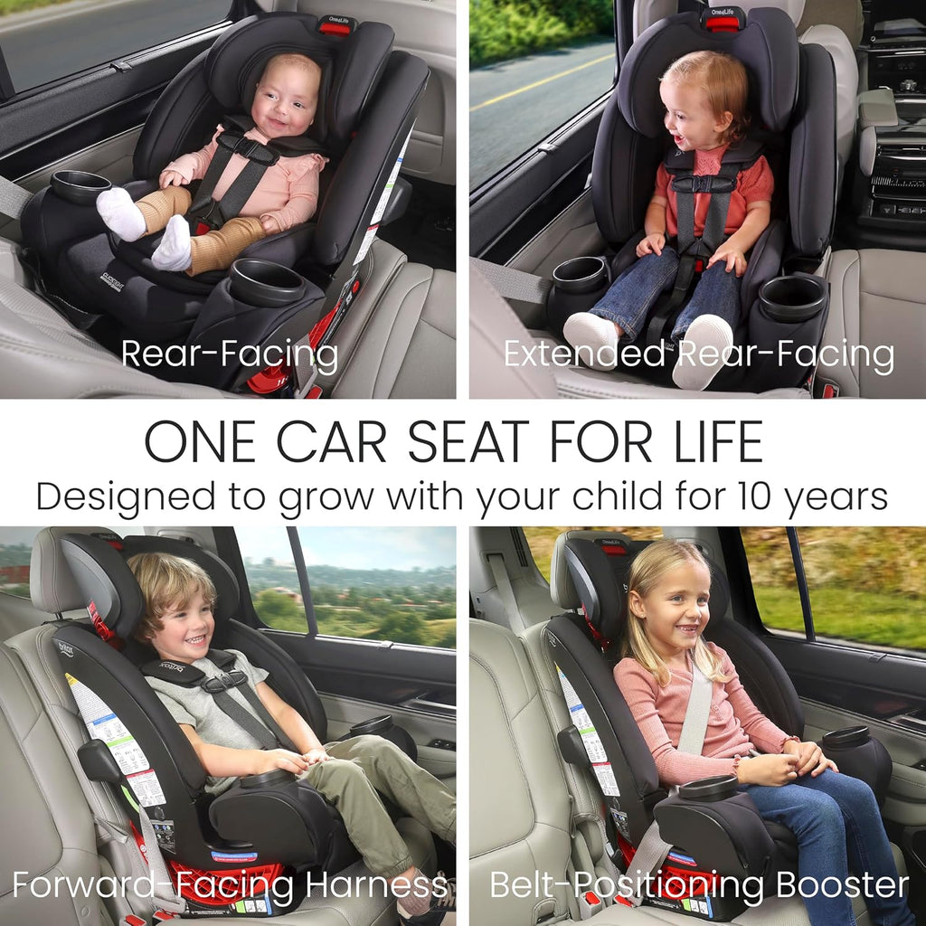 Britax One4Life All-in-One Car Seat, Up to 10 Years of Use, Rear Facing, Forward Facing, & Booster Modes, Extended Rear-Facing, ClickTight Installation & Breathable SafeWash Fabrics — Parchment
