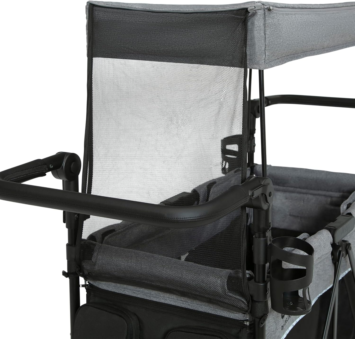Delta Children - Jeep Aries Stroller Wagon - Premium Wagon for 2 Kids with Convertible Seats, Adjustable Push/Pull Handles, Removable Canopy & Flat Fold - Greenguard Gold Certified, Grey