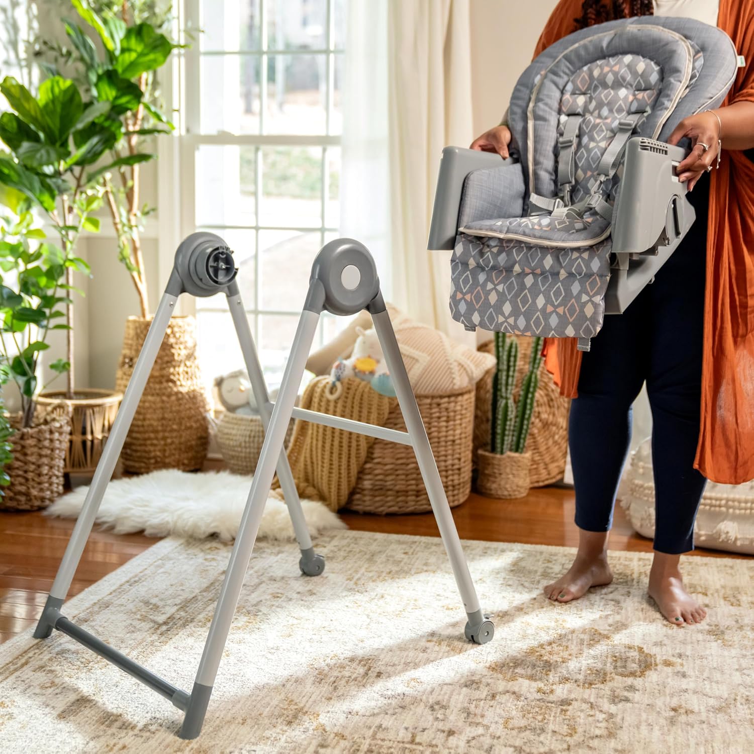 Ingenuity Proper Positioner Deluxe High Chair - 7-in-1 Convertible Baby Seat, Removable Rocking Infant Seat, Unisex, for Ages 0-36 Months