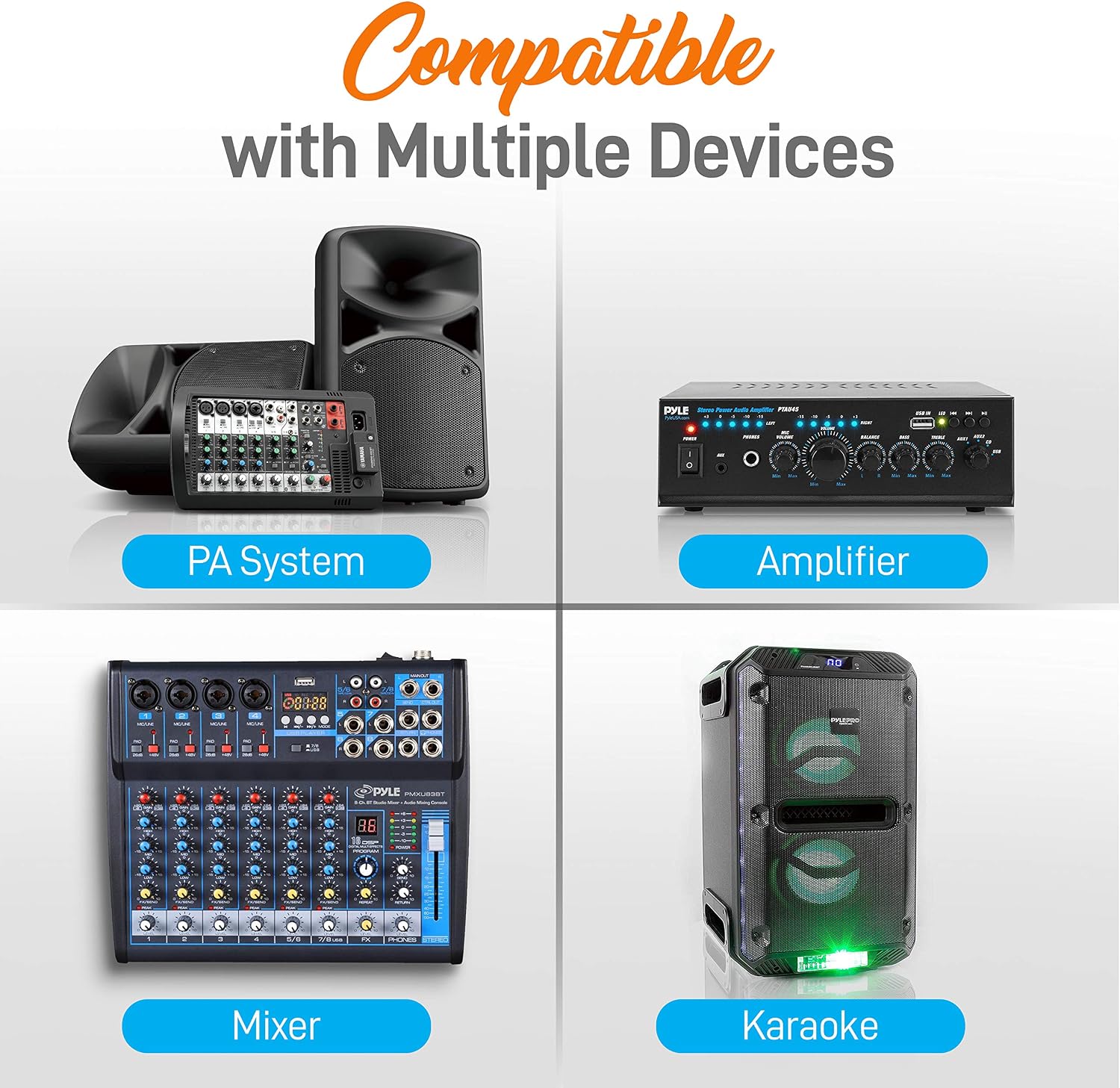 Pyle Bluetooth Multi-Channel Hybrid Pre-Amplifier System - 3000W Home Audio Rack Mount Stereo Power Amplifier Receiver w/ Radio, USB, UHF, Dual Wireless Karaoke mic, Speaker Sound System - PWMA4004BT