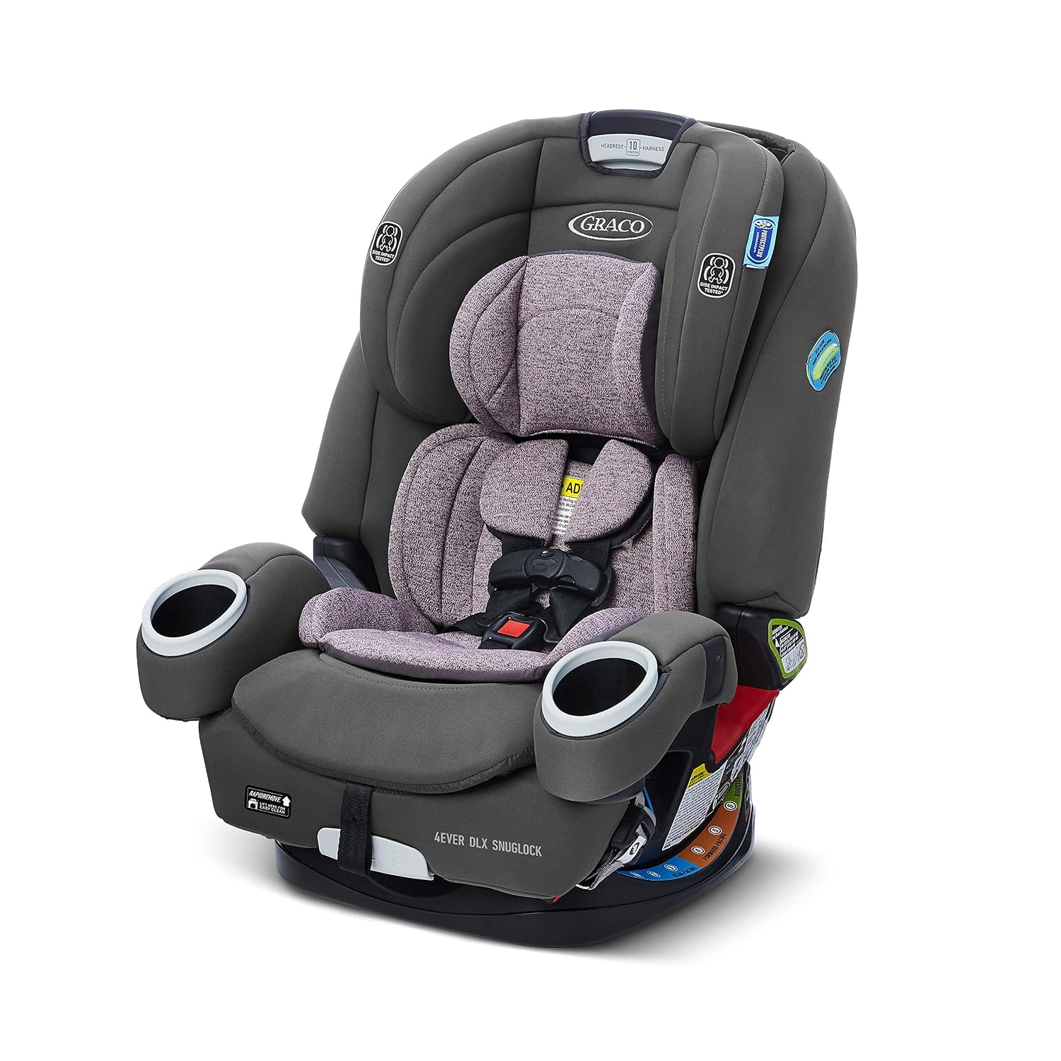 Graco 4Ever DLX SnugLock 4 in 1 Car Seat | Infant to Toddler Car Seat, with 10 Years of Use | Featuring Easy-Install SnugLock Technology, Leila , 21x19x24.5 Inch (Pack of 1)