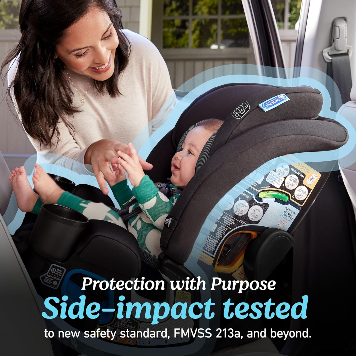 Graco® 4Ever DLX Slim 4-in-1 Infant to Toddler Car Seat, Rear Facing, Forward Facing, to High Back Booster & Backless Booster, Slim Car Seat Saves Space & Grows with Child, Thompson
