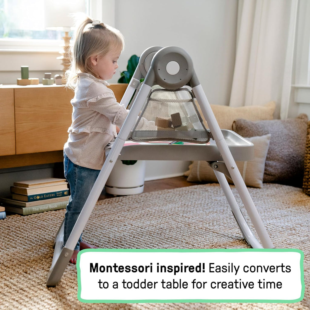 Ingenuity Proper Positioner Create Up Baby High Chair, 9 Modes of Use, Toddler Tower, Table and Chair, Foldable, Adjustable Footrest, 90 Degree Posture Aids Digestion, Ages 0-5 Years - Soulful Skies