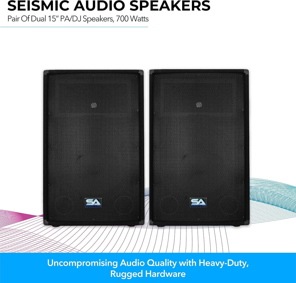 SA-15T - Pair of 15 Inch PA/DJ/Band Speaker Cabinets with Titanium Horns Pro Audio 700 Watts RMS