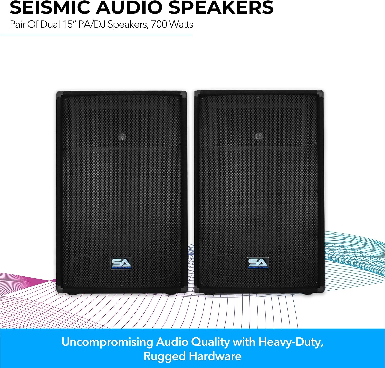 SA-15T - Pair of 15 Inch PA/DJ/Band Speaker Cabinets with Titanium Horns Pro Audio 700 Watts RMS