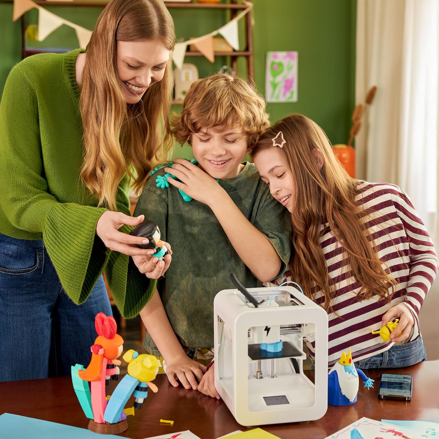 Toybox 3D Printer Bundle for Beginners and Kids Includes a Total of 8 Multi-Colored PLA Filament, Fast Printing, Easy Setup, Safe Design, Free App with Access to 7,000+ Digital Toys - Alpha Three