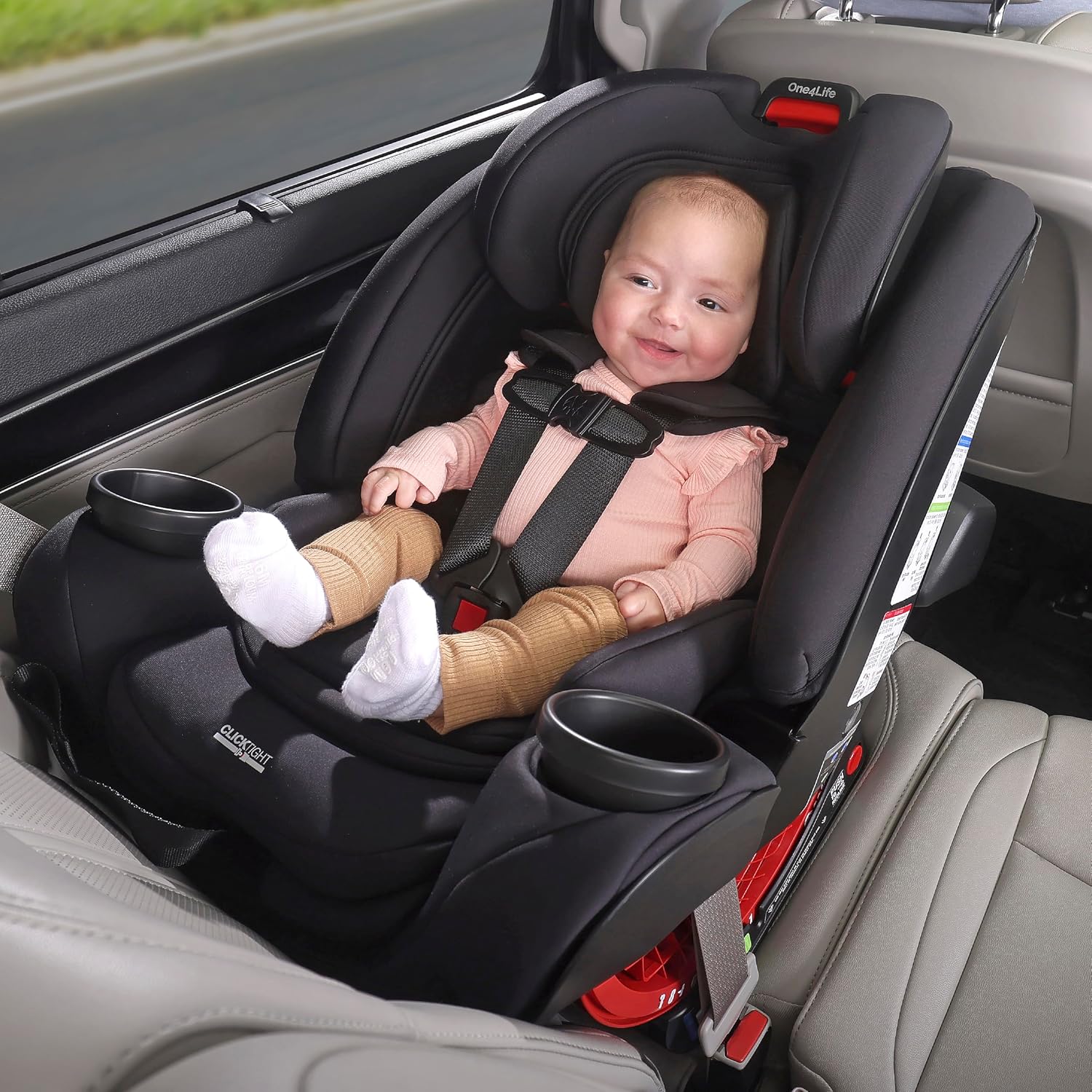 Britax One4Life All-in-One Car Seat, Up to 10 Years of Use, Rear Facing, Forward Facing, & Booster Modes, Extended Rear-Facing, ClickTight Installation & Breathable SafeWash Fabrics — Parchment