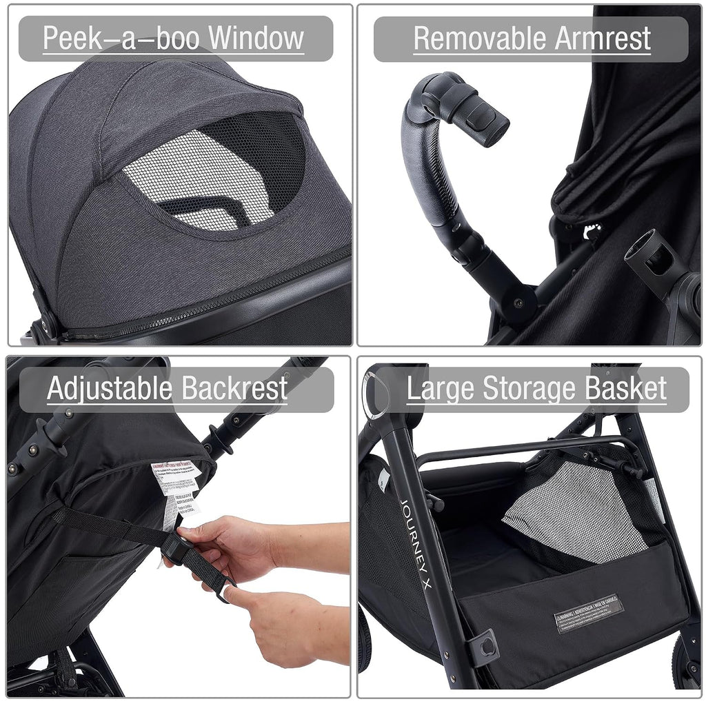 Accombe Baby Stroller, 2 in 1 Newborn Stroller Convertible Bassinet for Infant Toddler Pram with Footmuff (Black)