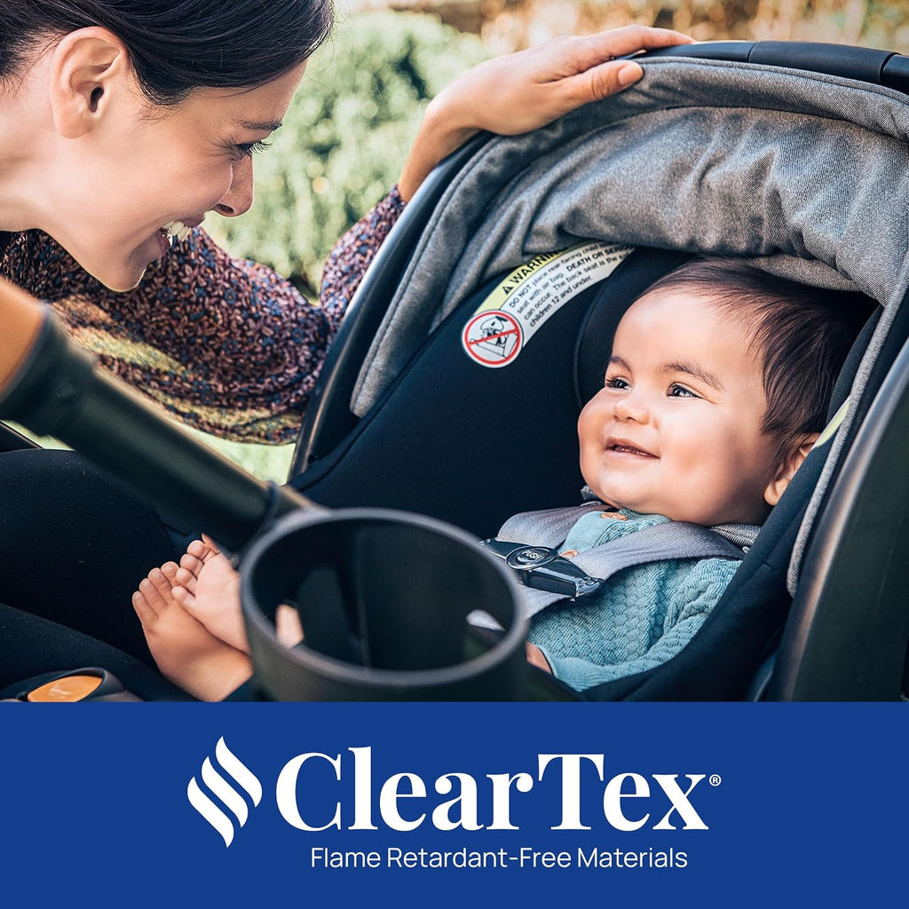 Chicco KeyFit Max Zip ClearTex Infant Car Seat and Base, Rear-Facing Seat for Infants 4-30 lbs., Infant Head and Body Support, Compatible with Chicco Strollers, Baby Travel Gear, Apex/Black