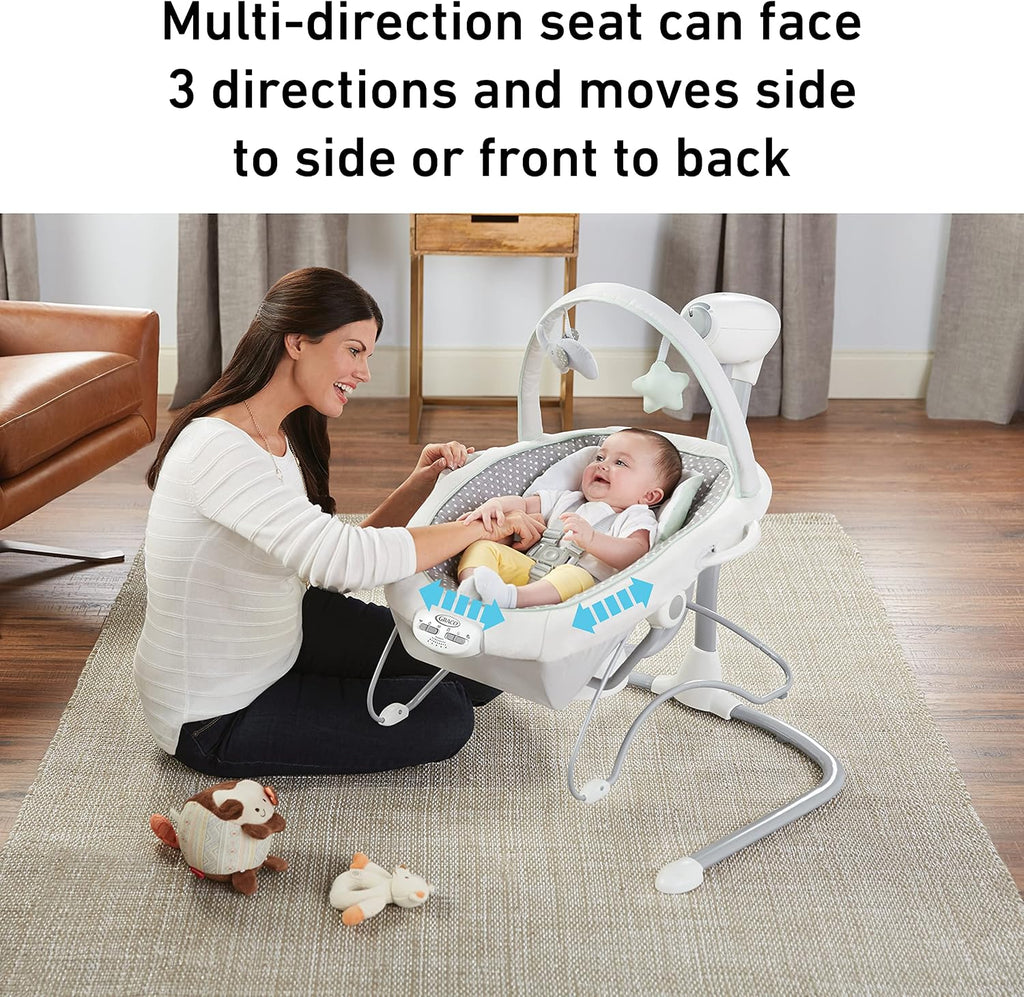 Graco Soothe 'n Sway LX Portable Baby Swing and Baby Bouncer Bouncer, Multi Direction Seat, 2 Speed Vibration, Derby