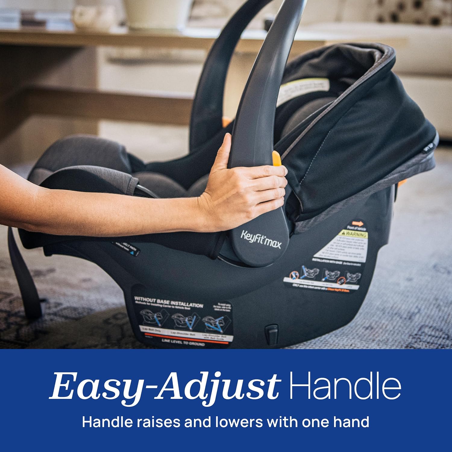 Chicco KeyFit Max Zip ClearTex Infant Car Seat and Base, Rear-Facing Seat for Infants 4-30 lbs., Infant Head and Body Support, Compatible with Chicco Strollers, Baby Travel Gear, Apex/Black