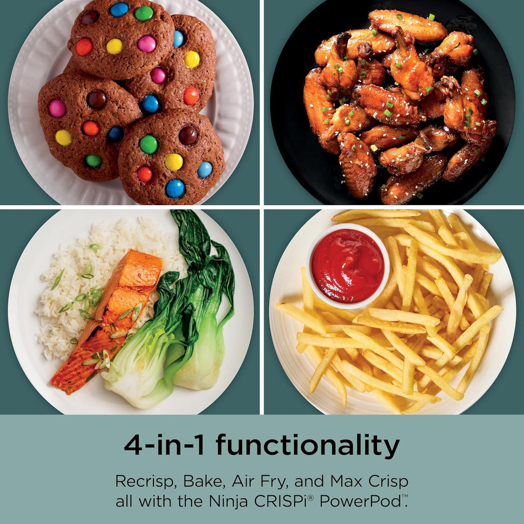 Ninja Crispi 4-in-1 Glass Air Fryer | 450°F | Non-Toxic | 4QT & 6-Cup Glass Containers w/Lids | Microwave, Freezer, Dishwasher Safe | Max Crisp, Air Fry, Bake, Recrisp | Mint | FN101MT