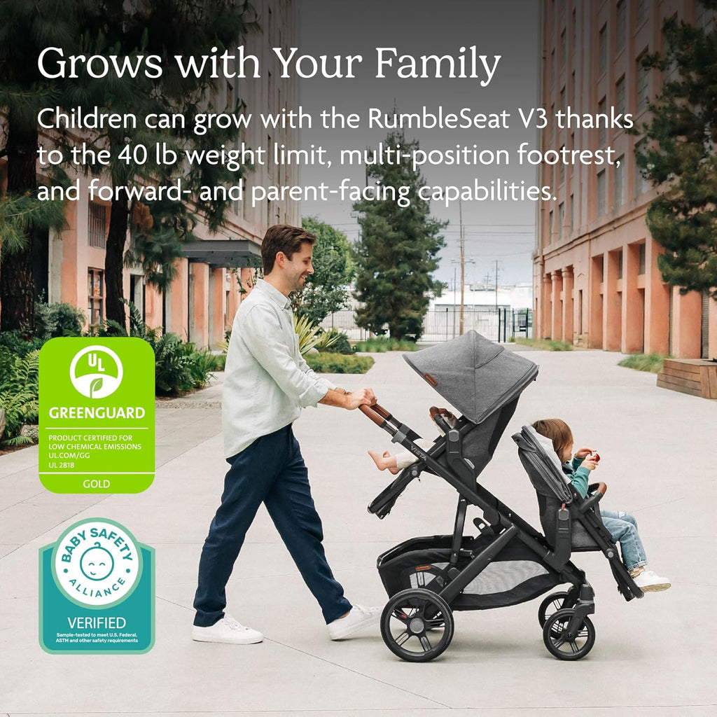 UPPAbaby RumbleSeat V3 Second Lower Seat - Compatible with Vista V2 and Vista V3 - All-Weather Seat + Magnetic Buckle – Adapters Included -Owen (Mocha Mélange)