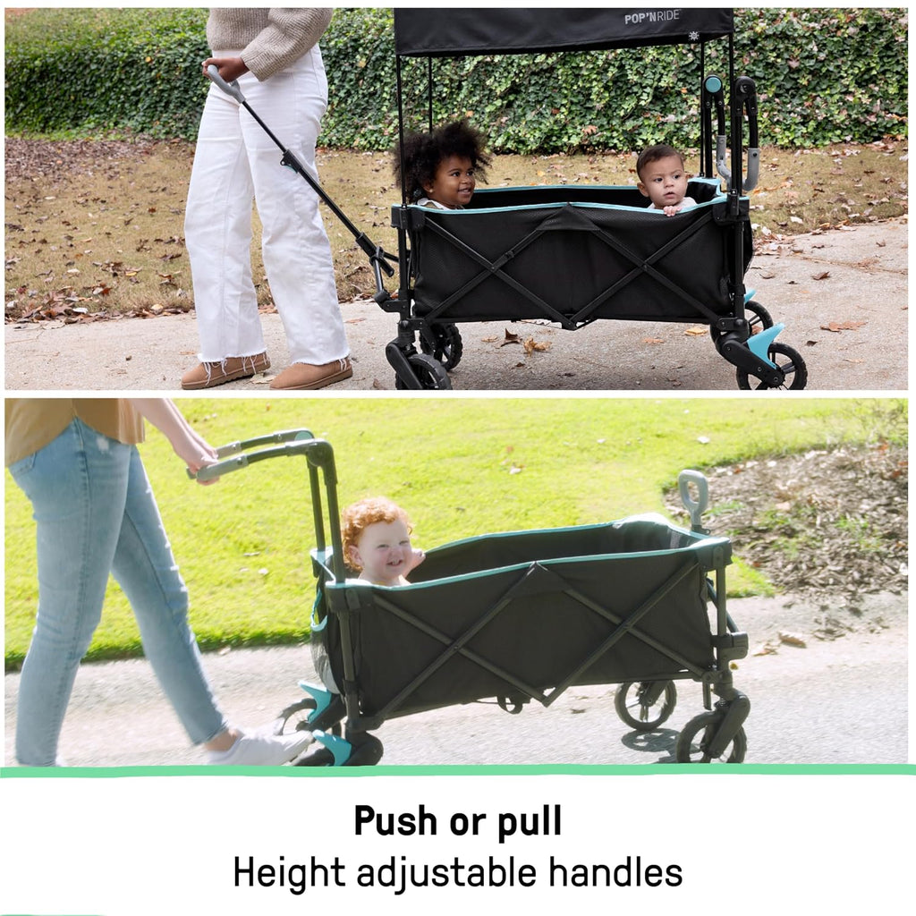 Ingenuity Ingenuity Pop 'N Ride Lightweight Stroller Wagon - Face-to-Face Seats for 2 with 3-Point Harnesses & Sun Canopy