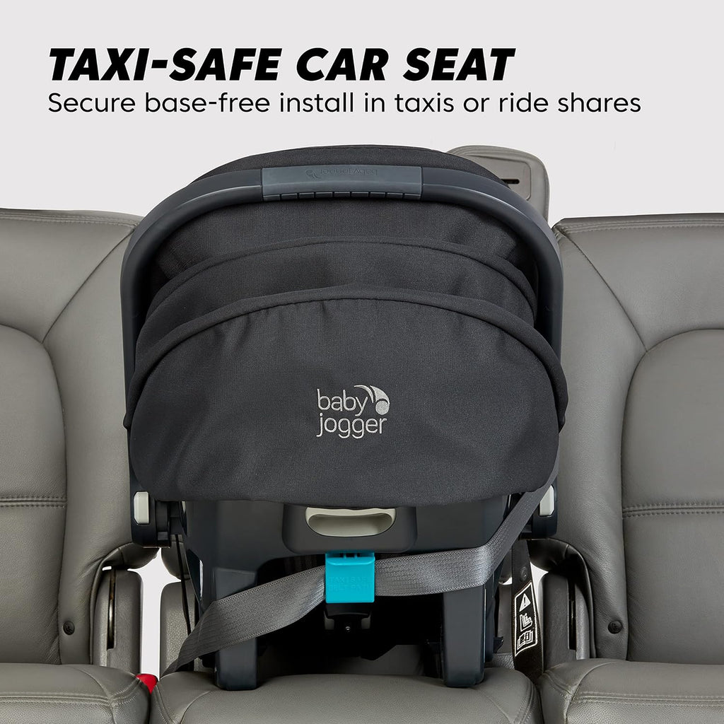 Baby Jogger® City Go 2 Infant Car Seat, Baby Travel Car Seat, Included RapidLock Carseat Base, Pike Exclusive Includes Leatherette Handlebar and Premium Fabrics, Slate