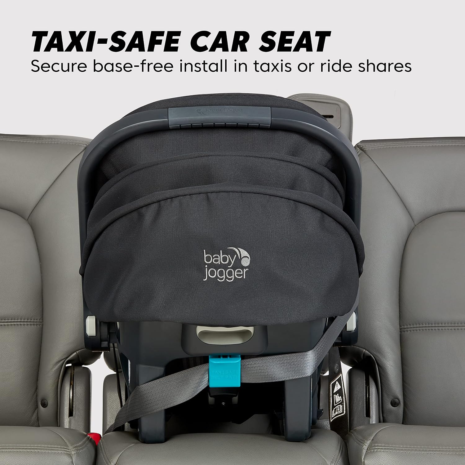 Baby Jogger® City Go 2 Infant Car Seat, Baby Travel Car Seat, Included RapidLock Carseat Base, Pike Exclusive Includes Leatherette Handlebar and Premium Fabrics, Slate